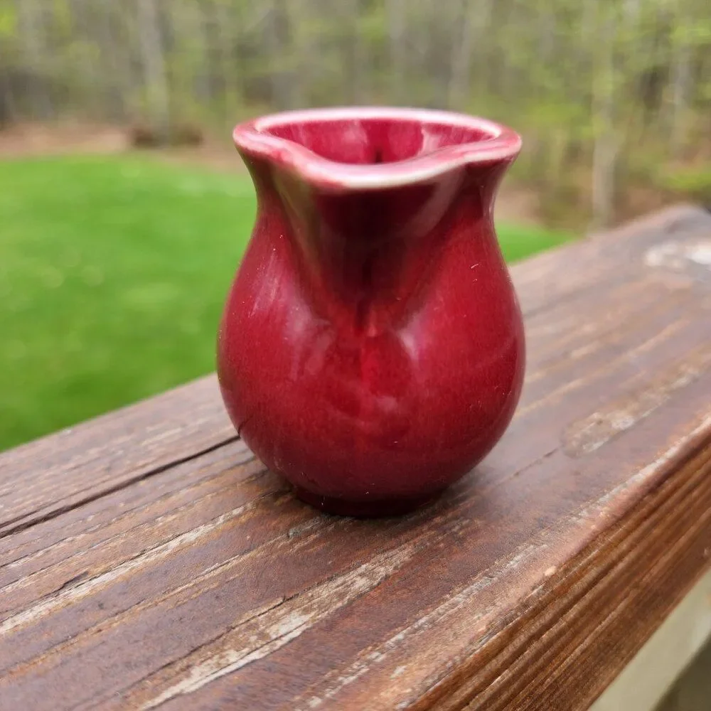 Homer Laughlin Harlequin Individual Toy Creamer Maroon Crimson Vintage Pitcher